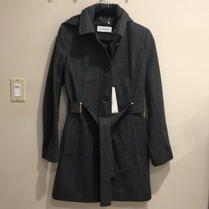 Calvin Klein Hooded belted coat